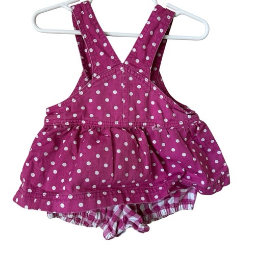 Abito pagliaccetto rosa vintage Okie Dokie bambina tg 12 mo anni 90 a pois Gingham DIFETTO - Foto 5 di 7