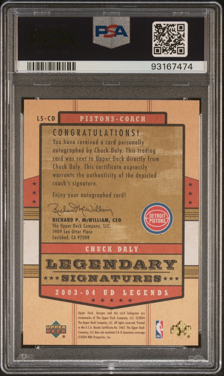 2003-04 Upper Deck UD Legends Legendary Signatures Chuck Daly