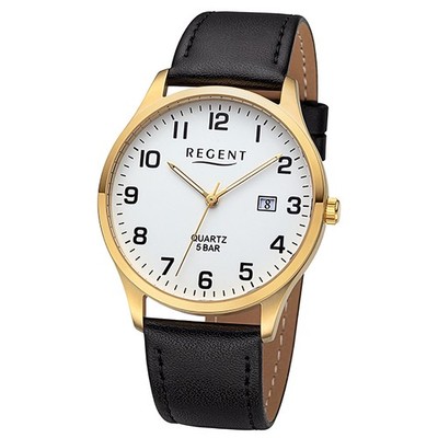 Regent Herren Armbanduhr Analog Lederarmband schwarz URF1417
