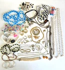 40+ Piece Vintage Junk Lot Damaged Costume Jewelry Parts Repairs Harvest 2lbs