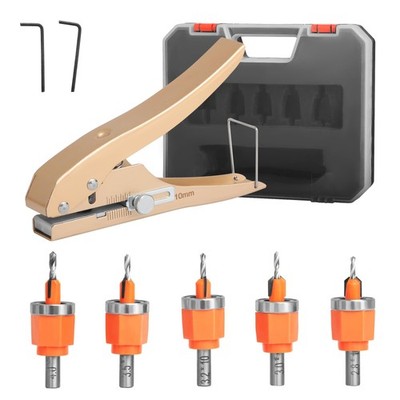 6Pcs Limit Countersink Drill Bit Set with Hole Punch, Adjustable Depth Wood C...