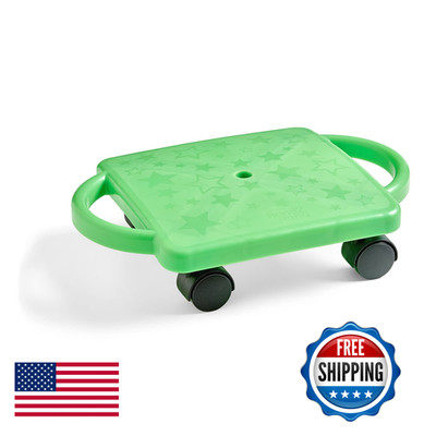 Hand2Mind Green Indoor Scooter Board Handles Sit Down Floor Scooter Gym