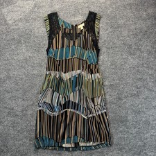 Silence Noise Urban Outfitters Dress 6 Black Blue Abstract Geometric Lace Back M