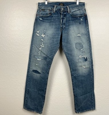 Polo Ralph Lauren Patchwork Classic Fit Jeans Mens 33'' x 31'' Distressed Grunge