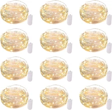 12 Pack LED Fairy String Lights Battery Operated, 7Ft 20LED Waterproof Wire Ligh