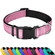 PWOD Reflective Dog Collar Adjustable Soft Neoprene Padded Nylon Pet Collars ...