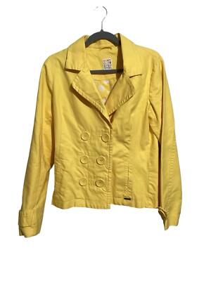 Roxy Yellow 100% Cotton Double Breasted Jacket L