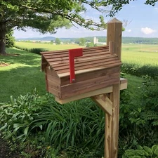 Simple and Beautiful Cedar Log Cabin Mailbox  | Cedar Chalet | Metal Box Insert 