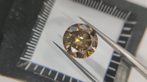 Natural Champagne VVS1 Moissanite Loose Stone Round Diamond Gemstone For Jewelry - Video 1 of 1