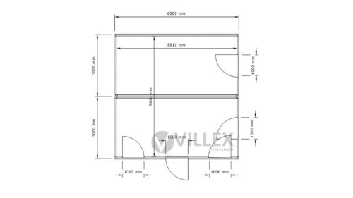 Bürocontainer - 6,0 m x 6,0 m Doppelanlage Villex - mit Elektrik – NEU! - Bild 8 von 9