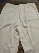 Vintage 1980's Women's Soft White Polyester Blend Pleated Pants - Missing Tag