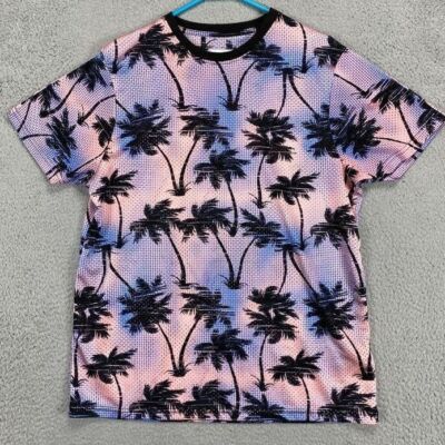 Drill Clothing Co. Fresh T-Shirt Adult Medium Pink Bel Air Mesh Palm Tree Mens