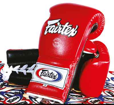 FAIRTEX MUAY THAI KICK BOXING GLOVES BGL7 RED BLACK PRO TRAINING