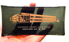 Waukesha County Court House Glass Ashtray - 1959 Dedication - Wisconsin