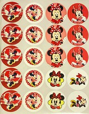 SET of 40- 2" PRECUT "MINNIE MOUSE RED" ADHESIVE STICKERS