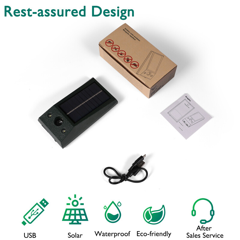 Repelente de animales ultrasónico solar Ahuyentador de perros, gatos y pájaros