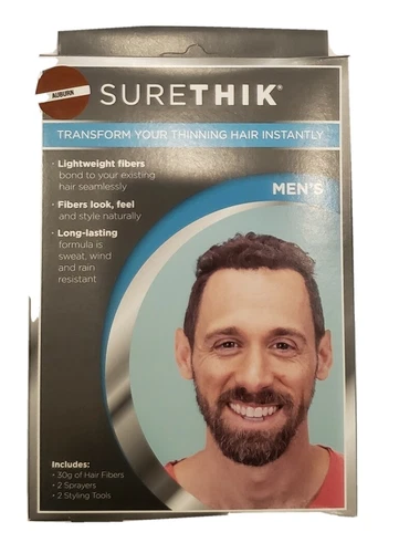 SureThik Men's Hair Thickening Keratin Fibers Starter Kit 30g Auburn - NEW 