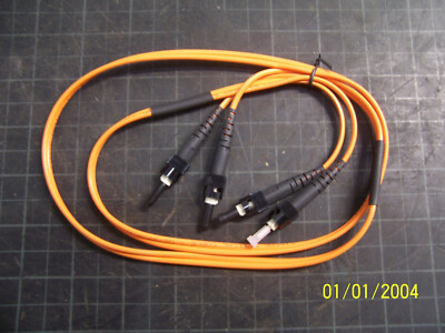 BLACK BOX OPTIC CABLE W/DUPLEX CERAMIC TIPS, RISER, ST-LC, 1 METER (39''), USED.