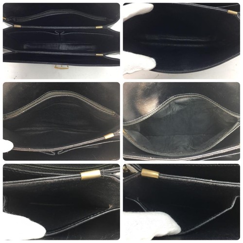 Celine Shoulder Bag Leather Pochette Triomphe Gold Hardware Black Good F/S - Picture 6 of 10