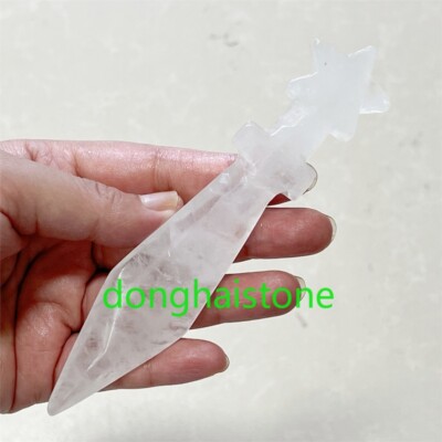 5''+ Natural Clear quartz dagger Carved skull Quartz Crystal Skull Gem 1PC