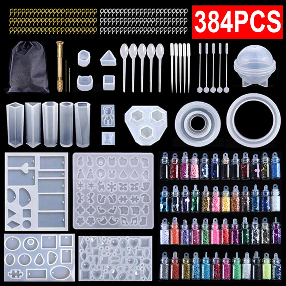 186 Pcs DIY Jewelry Silicone Resin Molds,Epoxy Resin Kit,Silicone Casting  Molds for Beginners,Jewelry