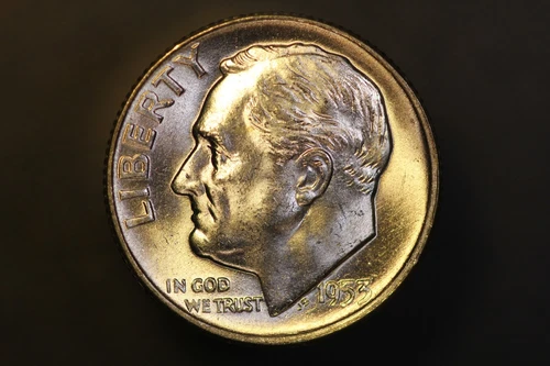 1953 S ROOSEVELT DIME BU FRESH FROM ORIGINAL ROLL-LOT 3041