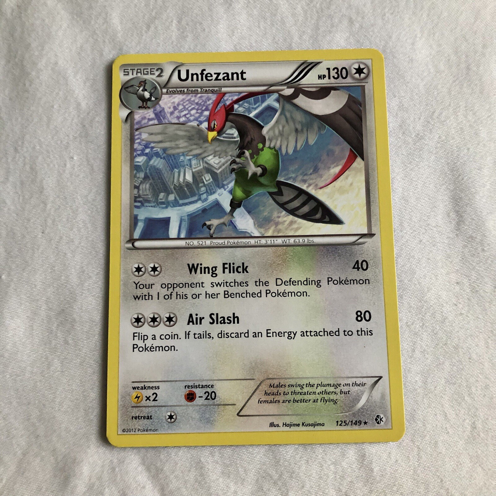 Unfezant 125/149 Rare Boundaries Crossed NM Pokemon card