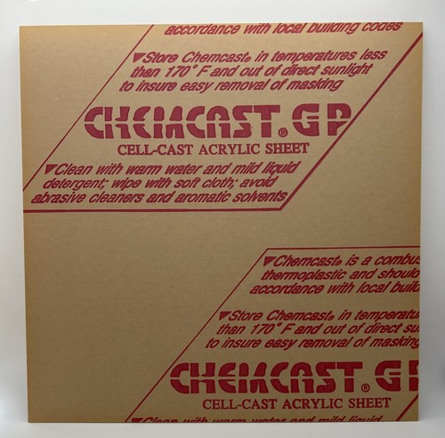 10 PACK - 1/8" Cast Acrylic Sheet - Size 12X12 - Color Clear - MFG CHEMCAST - Picture 3 of 5