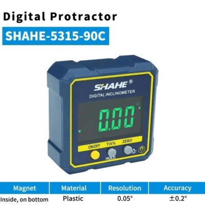 SHAHE Digital Angle Finder Gauge Magnetic  Protractor Inclinometer Level Box