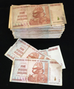 500 pcs x Zimbabwe 5 Billion Dollar banknotes-2008/DAMAGED-POOR CONDITION