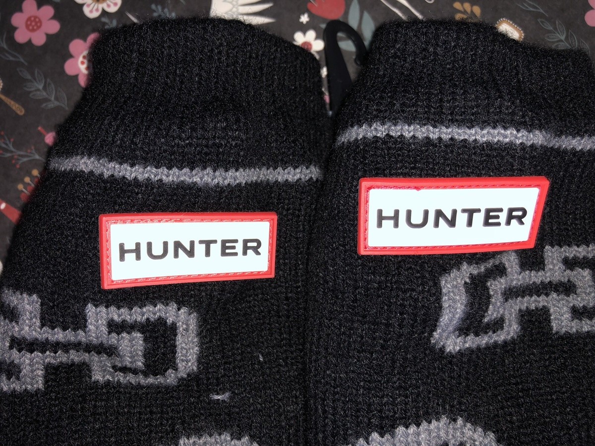 Hunter Original Boot Slipper Sock Black Furry Sherpa Thick 