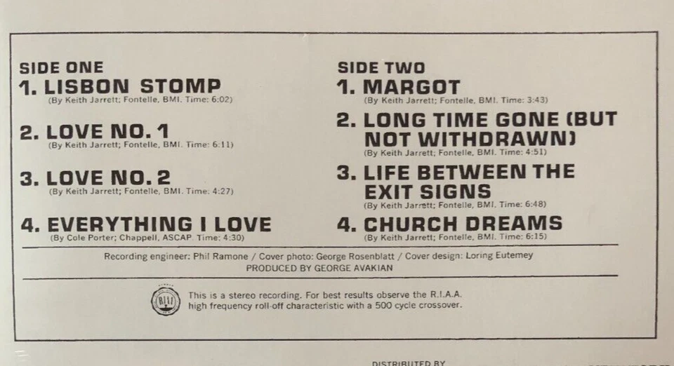 Keith Jarrett Life Between The Exit Signs Vinyl Record New Sealed 9700000406437 - Image 3 of 4