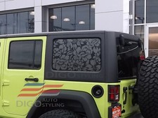 Fits 2011-2018 Jeep Wrangler 4 Door Jk Rear Window Floral Flowers Decal Sticker Fits 2011-2018 Jeep Wrangler 4 Door Jk Rear Window Floral Flowers Decal Sticker