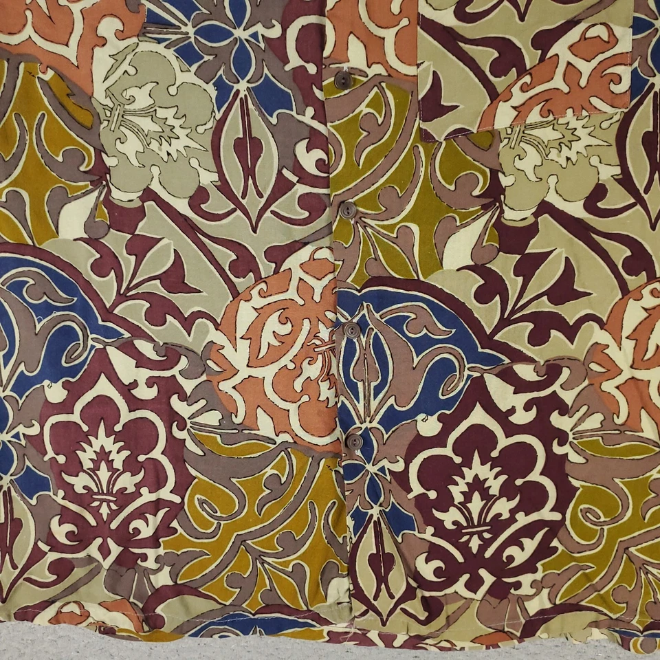 Camisa Birmania Bibas Para Hombre Talla XL Marrón Abstracto Rayón Abotonada Manga Corta * Foto 3 de 4