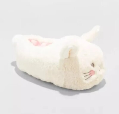 Kids' Lola Easter Bunny Ivory Plush Slippers In Size XL 6 By Cat & Jack
