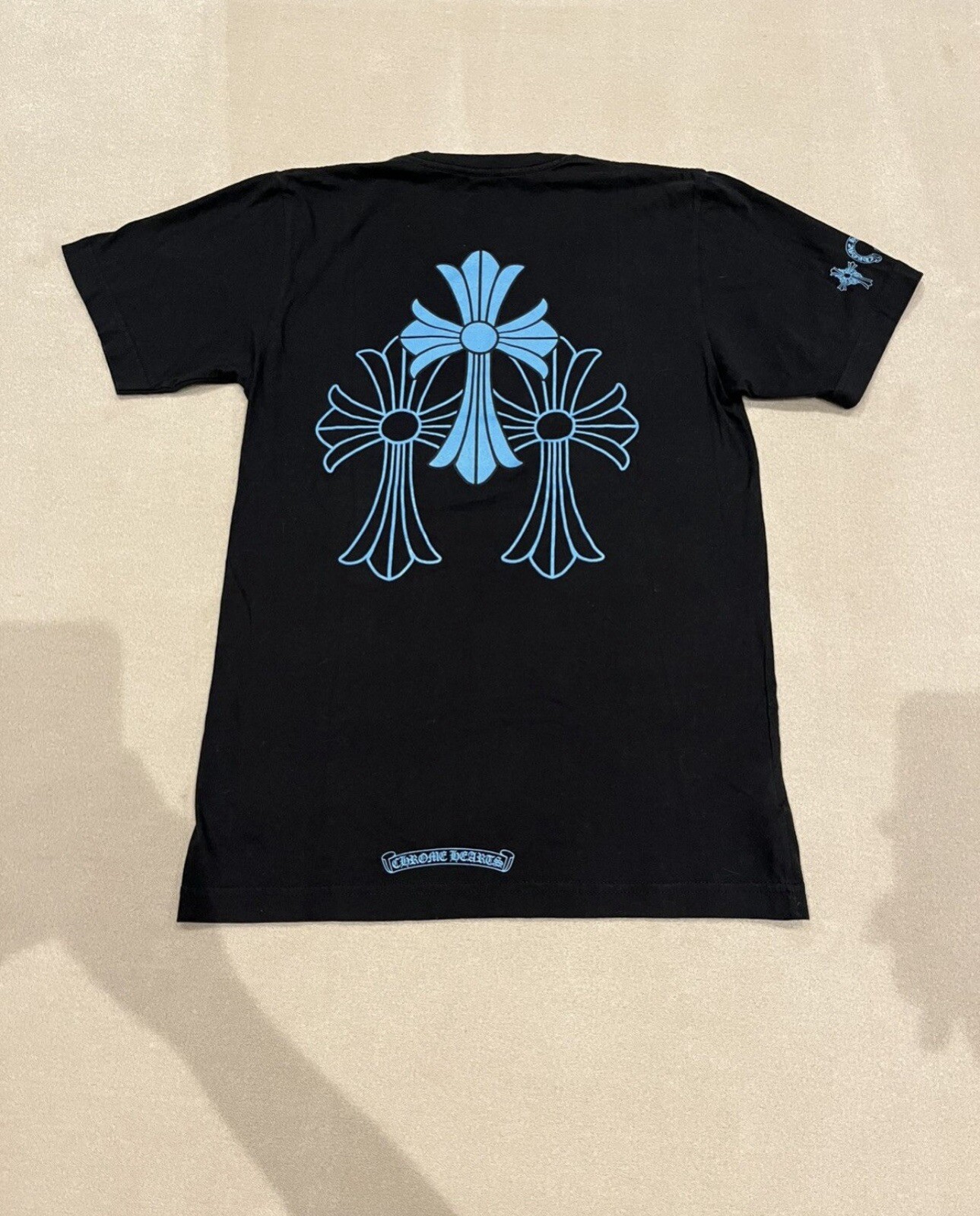 Chrome Hearts Triple Blue Cross Short Sleeve Pocket Tee