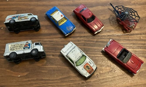 Vintage Corgi Juniors Superman Spiderman lot Van truck Helicopter police car