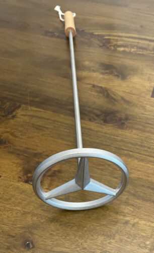 RARE Mercedes Benz Car Emblem BBQ Branding Iron Tool With Wood Handle - Afbeelding 1 van 5