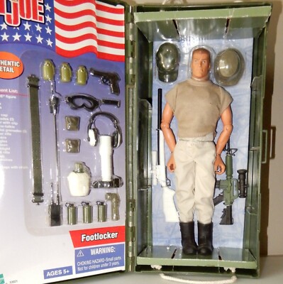 Vtg 2001 GI JOE Footlocker with Sniper Gear; Joe + Gear are