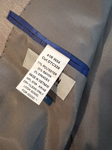 NEW Kenneth Cole Men 41R Tan Poly Blend Flex Techni-Cole Suit Blazer 2 Button - Picture 10 of 12