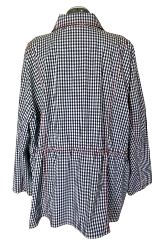 Denim & Co. Women’s 3X Black/White Gingham Plaid Button Up L/S Top/Jacket NWT - Picture 5 of 13