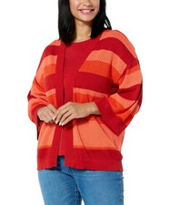 DG2 by Diane Gilman Weekender Collection Crochet Knit Cardigan Tomato