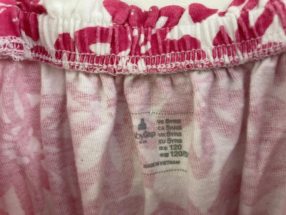 Romper regata baby Gap infantil meninas rosa floral cintura apertada sem mangas branco 5 anos - Imagem 2 de 4