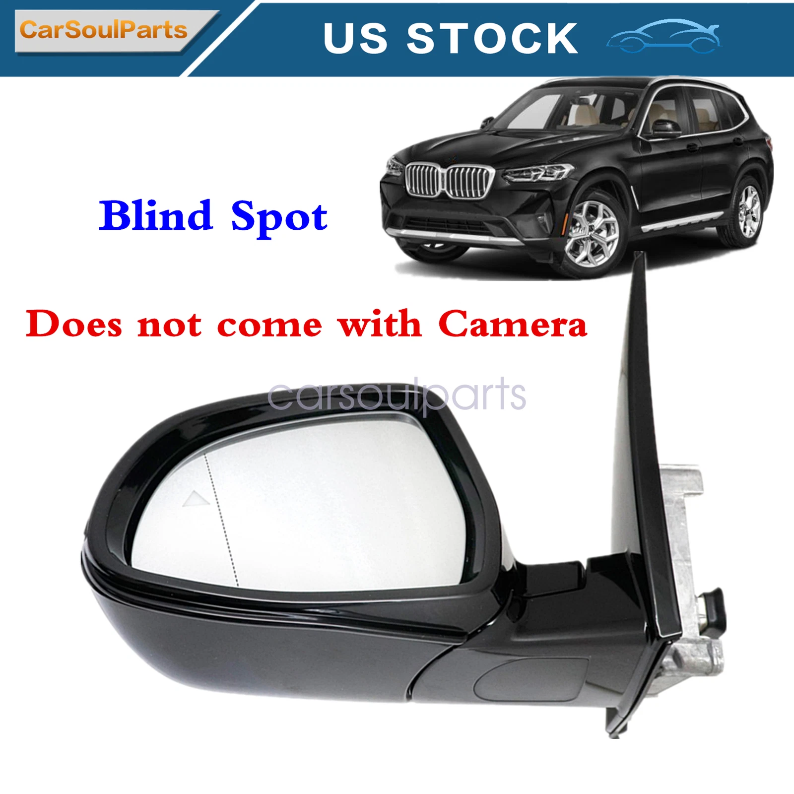 Black Driver Left Mirror With Blind Spot For BMW X3 2018 2019 2020 2021-23