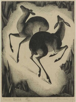 Bucks Print : Agnes Miller Parker 1929 Wood Engraving : Modernist