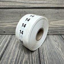 Size 14 Retail Size Stickers for Store Boutique Clothing Label Apparel Roll