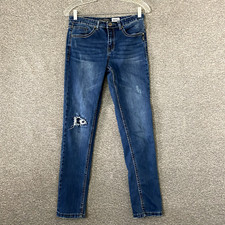 SILVER Jeans Girls Size 14 Blue Cairo Skinny Leg Distressed Denim Jeans