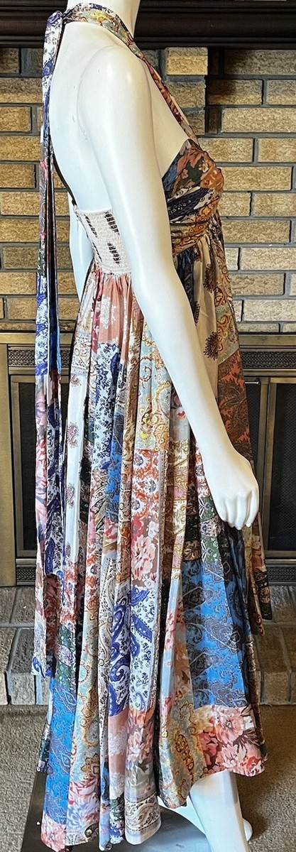 Zimmermann Devi Paisley Silk Halter High Low Silk Dress Size