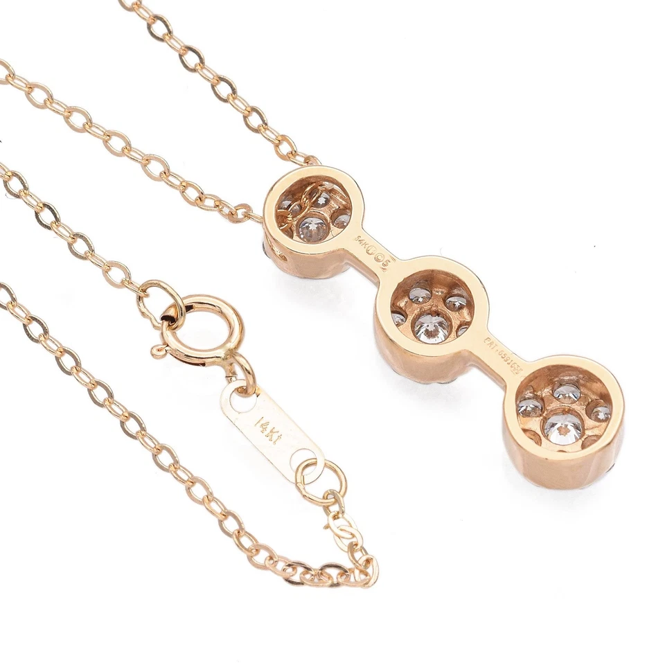 Colar pingente aglomerado de diamante redondo 0,62 TCW ouro amarelo 14K - Imagem 3 de 4