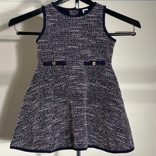 Janie and Jack Girls Navy Blue and Red Tweed Dress Jumper 2T